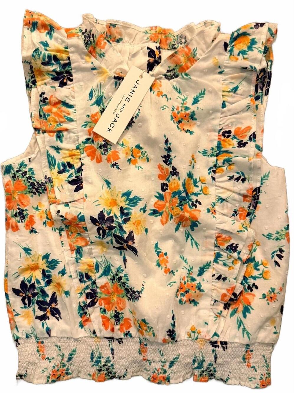 Jane and Jack Floral Ruffle Sleeveless Top Size 8